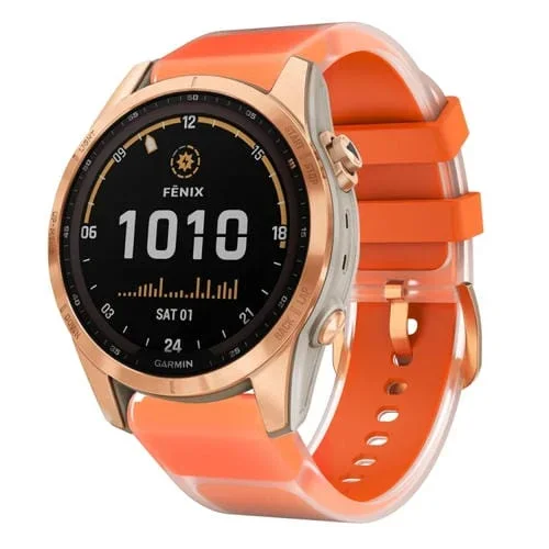 Correa de Silicona para Garmin Fenix 7S Glacier Clear Dos Colores (Naranja)