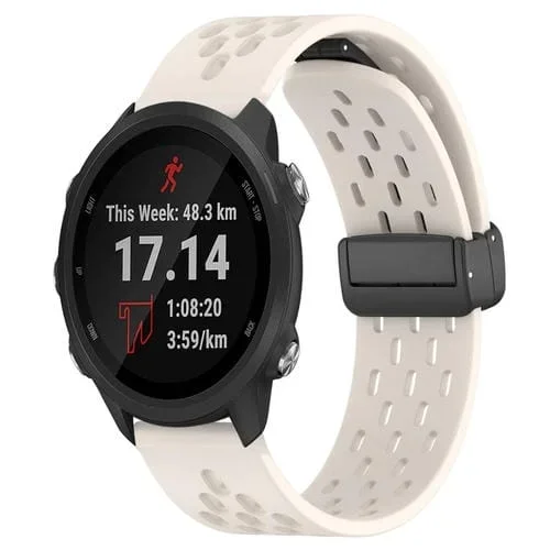 Correa de Silicona para Garmin Forerunner 245 Music con Cierre Magnético Plegable de 20mm (Starlight)