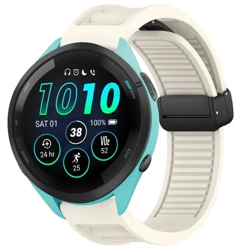 Correa de Silicona para Garmin Forerunner 265 con Hebilla Magnética Plegable de 22mm (Luz de Estrella)