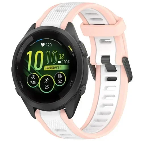 Correa de Silicona para Garmin Forerunner 265S 18mm (Blanco + Rosa)