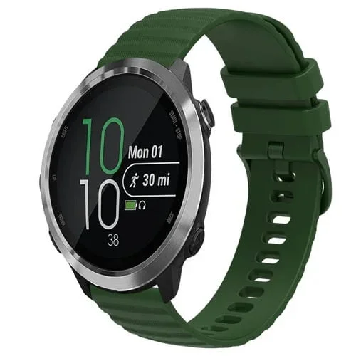 Correa de silicona para Garmin Forerunner 645 Music 20mm patrón de puntos ondulados (Verde Militar)