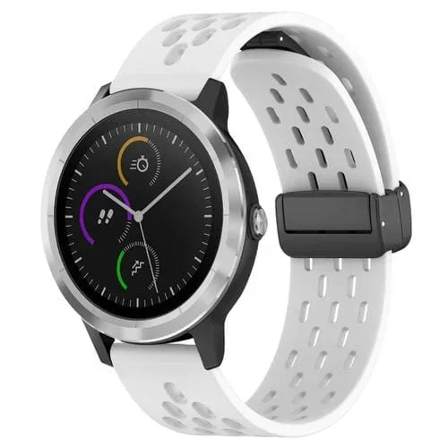 Correa de Silicona para Garmin Vivoactive3 con Cierre Magnético Plegable de 20mm (Blanco)