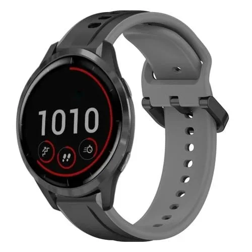 Correa de Silicona para Garmin Vivoactive4 22mm con Bucle Convexo (Negro + Gris)