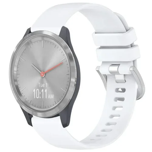 Correa de Silicona para Garmin Vivomove 3S con Hebilla Plateada Líquida Brillante (Blanco)