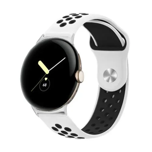 Correa de Silicona para Google Pixel Watch con Hebilla Inversa Dos Colores (Blanco y Negro)