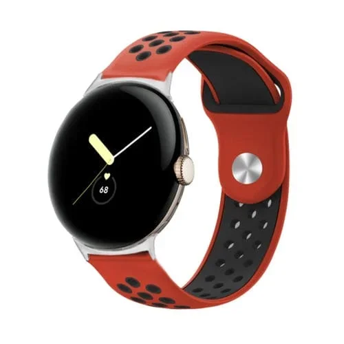 Correa de Silicona para Google Pixel Watch con Hebilla Inversa Dos Colores (Rojo Negro)