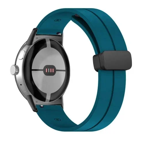Correa de Silicona para Google Pixel Watch con Hebilla Plegable (Black Rock Blue)