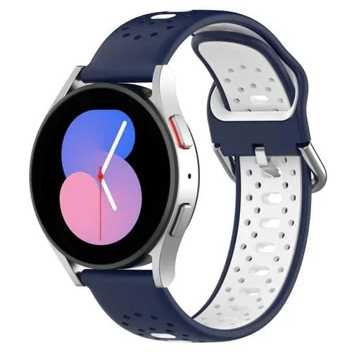 Correa de Silicona para Honor Watch Es 20mm Dos Colores Transpirable (Azul Medianoche + Blanco)
