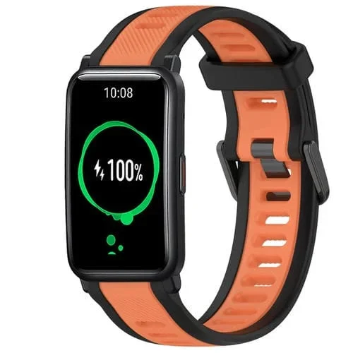 Correa de Silicona para Honor Watch Es 20mm (Naranja + Negro)