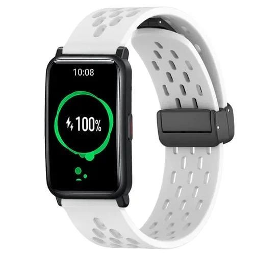 Correa de Silicona para Honor Watch Es con Cierre Magnético Plegable 20mm (Blanco)