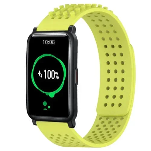 Correa de Silicona para Honor Watch Es con Puntos 3D Transpirables y Orificios 20mm (Verde Lima)