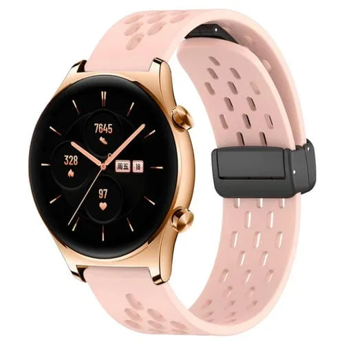 Correa de Silicona para Honor Watch GS 3 con Cierre Magnético Plegable 22mm (Rosa)