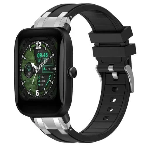 Correa de Silicona para Reloj Amazfit Bip U 20mm con Hebilla Plateada (Negra)