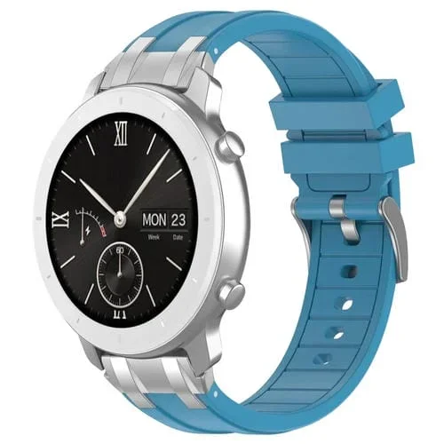Correa de Silicona para Reloj Amazfit Pop de 20mm con Hebilla Plateada de Liberación Rápida (Azul Marino)