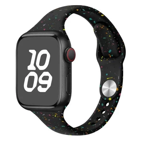 Correa de Silicona para Reloj Apple Watch Series 3 de 38mm, Estilo Delgado, con Puntos de Colores (Negra)