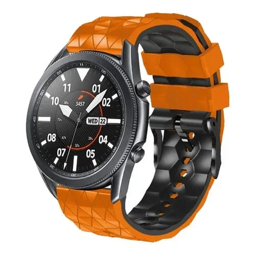 Correa de Silicona para Ticwatch Pro 3 22mm con Patrón de Fútbol Dos Colores (Naranja + Negro)