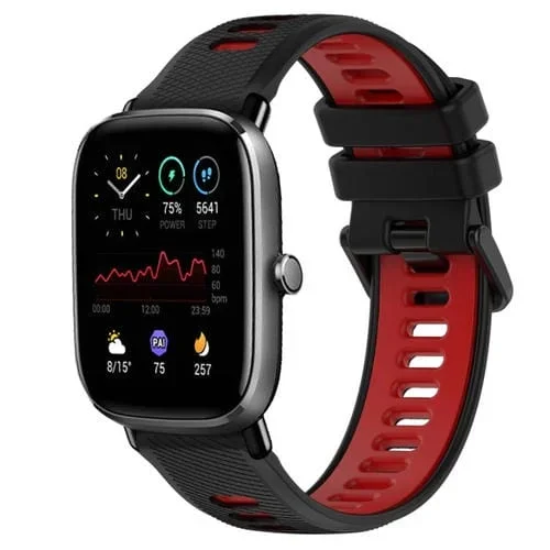 Correa deportiva silicona 20mm para Amazfit GTS 4 Mini (Negro + Rojo)