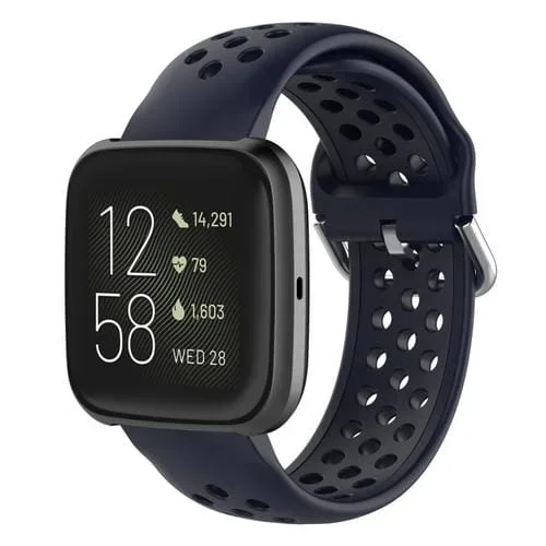 Correa deportiva silicona 23mm para Fitbit Blaze y Versa 2 (Azul Oscuro)