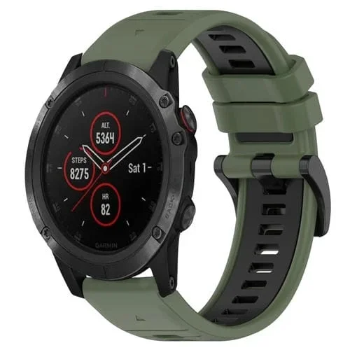 Correa deportiva silicona Garmin Fenix 5S Plus 20mm (Verde Oliva + Negro)
