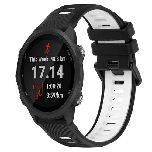 Correa deportiva silicona para Garmin Forerunner 245 20mm (Negro + Blanco)