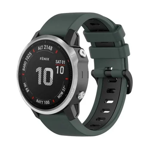 Correa Deportiva Silicone para Garmin Fenix 6S Pro 22mm (Olive Green+Black)