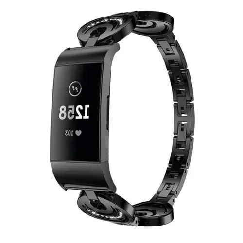 Correa Metal para Fitbit Charge 5 Sun Moon Star Diamond (Negro)