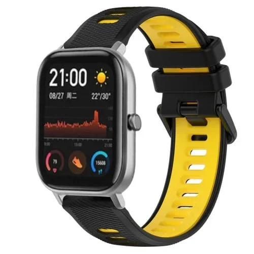 Correa para Amazfit GTS 20mm Sports silicona dos colores (Negro + Amarillo)