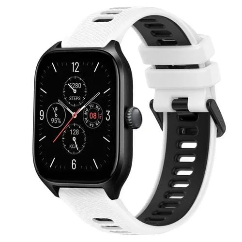 Correa para Amazfit GTS 4 20mm Silicone Sports Dos Colores (Blanco + Negro)