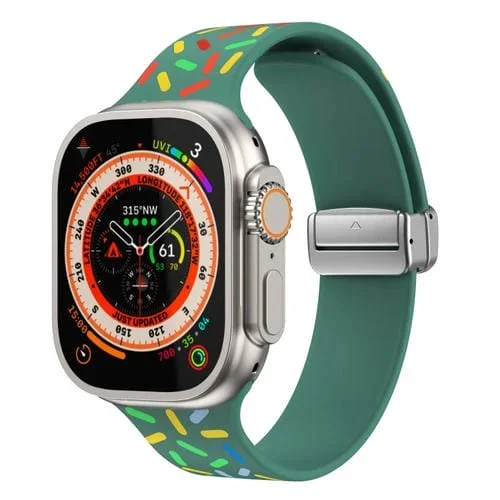 Correa para Apple Watch 2 42mm Rainbow Dots Silicona con Hebilla Magnética (Verde)