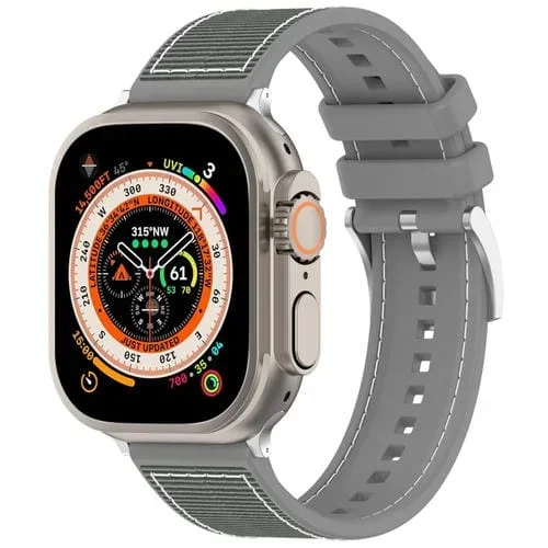 Correa para Apple Watch 38mm Silicona Trenzada Nailon Híbrido con Hebilla (Gris)
