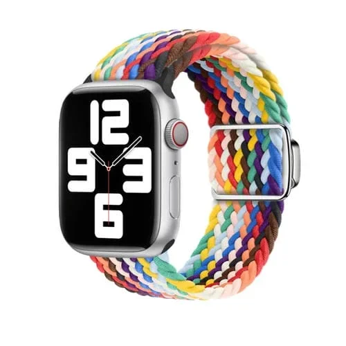 Correa para Apple Watch 4 de 44mm con Hebilla Magnética y Lazo de Nailon (Arcoíris)