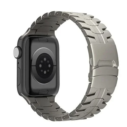 Correa para Apple Watch SE 2022 40mm Acero y Titanio con Hebilla Doble Bloqueo (Titanio)