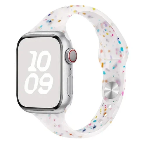Correa para Apple Watch SE 2022 Silicona Puntos Coloridos Estilo Delgado 40mm (Blanco)