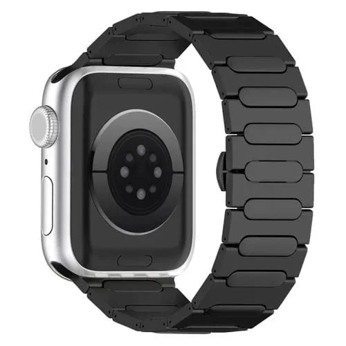 Correa para Apple Watch Se 2023 de Aleación de Titanio con Hebilla de Mariposa Ovalada de 44mm (Negro)