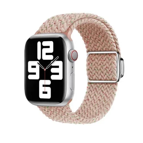 Correa para Apple Watch SE 44mm Bucle de Nailon con Hebilla Magnética (Rosa Claro)