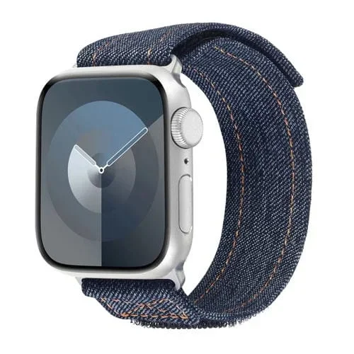 Correa para Apple Watch Series 3 de 42mm con Cierre de Gancho y Bucle de Nailon Vaquero (Gris)