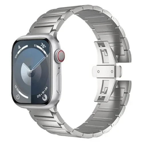 Correa para Apple Watch Series 3 de Aleación de Titanio con Hebilla de Mariposa en Forma de I de 42mm (Plata)