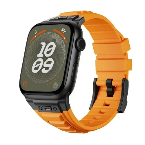 Correa para Apple Watch Series 3 de Silicona con Conector de Metal 42mm (Naranja + Hebilla Negra)