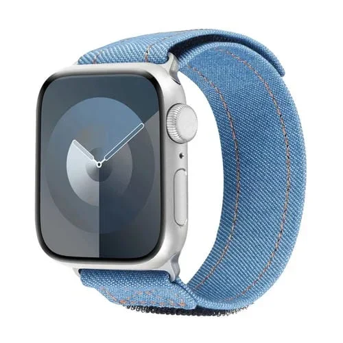 Correa para Apple Watch Series 5 de 40mm con Cierre de Gancho y Bucle de Nailon Vaquero (Azul Claro)