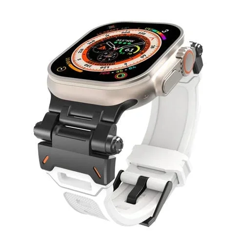Correa para Apple Watch Series 5 TPU con Conector de Acero Inoxidable 44mm (Negro y Blanco)