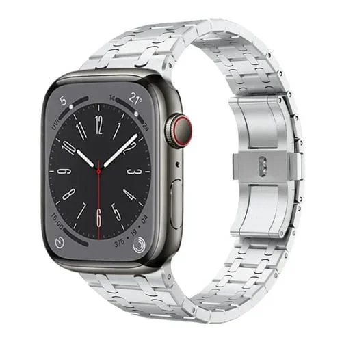 Correa para Apple Watch Series 6 40mm Pg94 Acero Inoxidable Doble Enlace (Plateado)