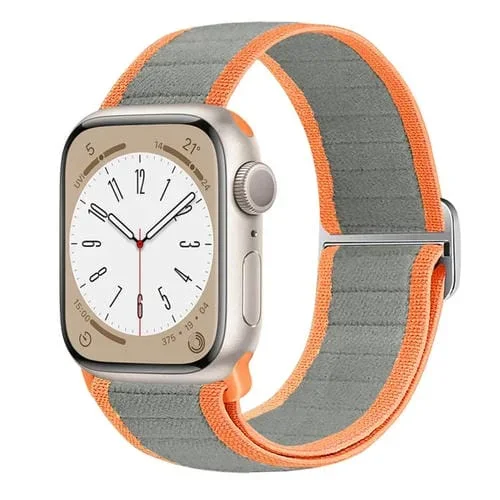 Correa para Apple Watch Series 7 de 45mm con Hebilla Elástica de Nailon (Gris Naranja)