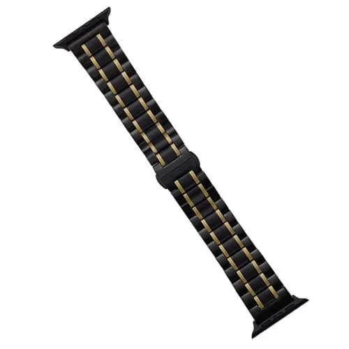 Correa para Apple Watch Series 7 de Acero Inoxidable con Cinco Cuentas de 45mm (Oro Negro)