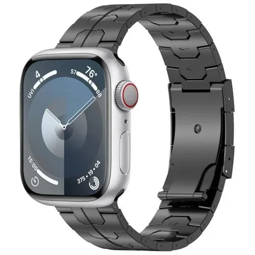 Correa para Apple Watch Series 9 de Aleación de Titanio con Hebilla de Tortuga de 41mm (Negro)