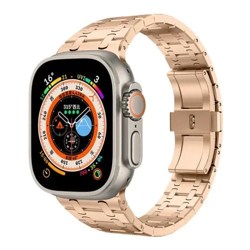 Correa para Apple Watch Ultra 49mm Pg94 Acero Inoxidable Doble Enlace (Oro Rosa)