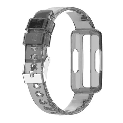 Correa para Fitbit Luxe silicona transparente integrada (Negro Transparente)