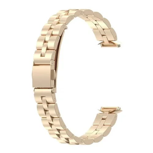 Correa para Fitbit Luxe Special Edition de Acero Inoxidable con Hebilla Plana (Oro)