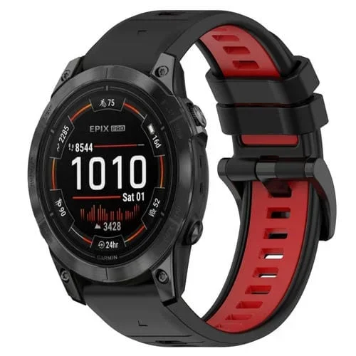 Correa para Garmin Epix Pro 42mm 20mm Silicona Deportiva Bicolor (Negro + Rojo)