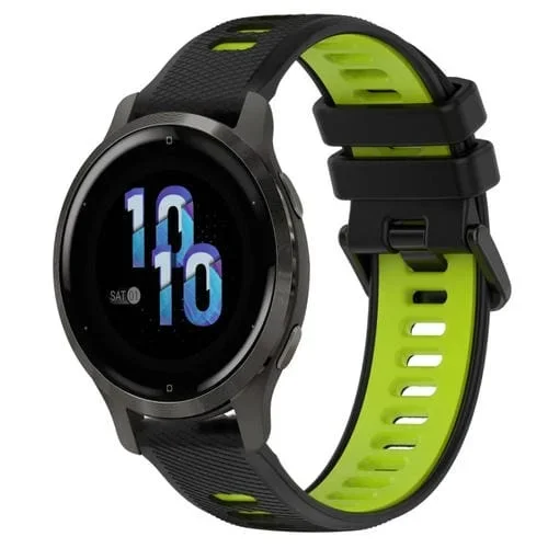 Correa para Garmin Venu 2S 18mm Silicona Deportiva Bicolor (Negro + Verde)