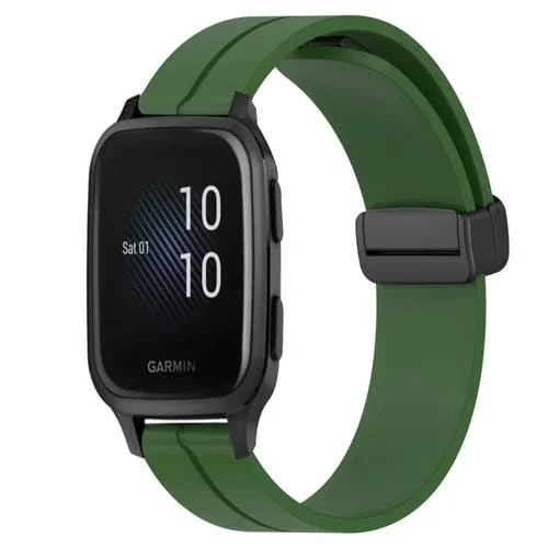 Correa para Garmin Venu Sq 20mm de Silicona con Cierre Magnético (Verde Militar)